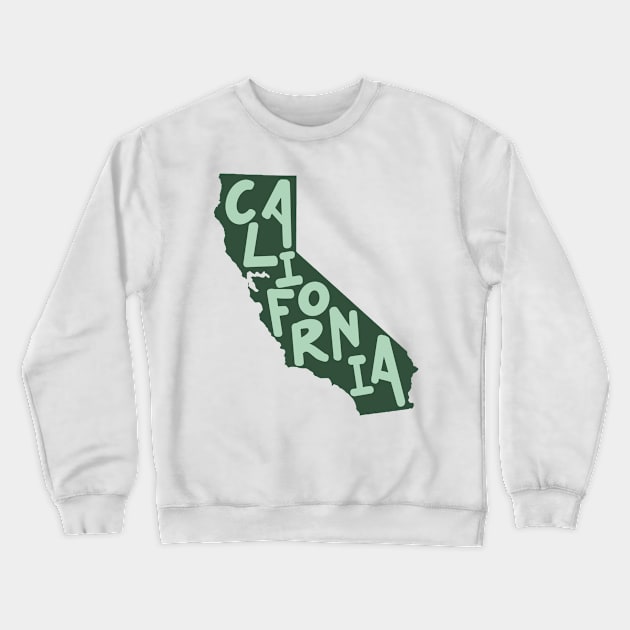 California Doodle Letters Map Outline- Green Crewneck Sweatshirt by emilystp23